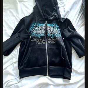 SHEIN Black Hoodie with Blue Graphic